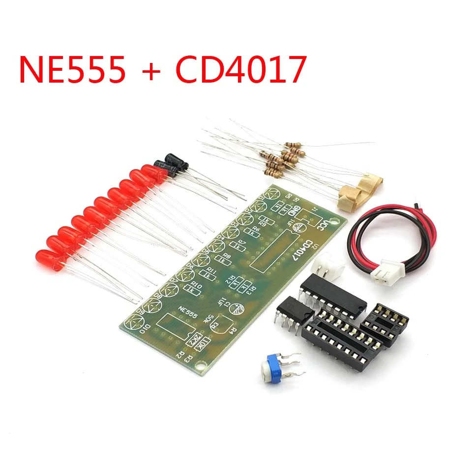 NE555 + CD4017 Practice Learing Kits LED Flashing Lights Module Electronic Suite LSD-10 3-4.5V DIY For Uno