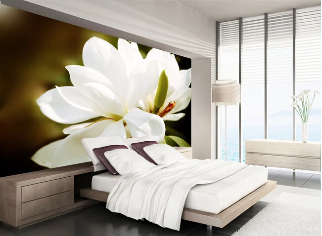 Custom 3D murals.  the beautiful jade orchid simple elegant wallpaper,  living room TV wall Bedroom Sofa backdrop wallpaper