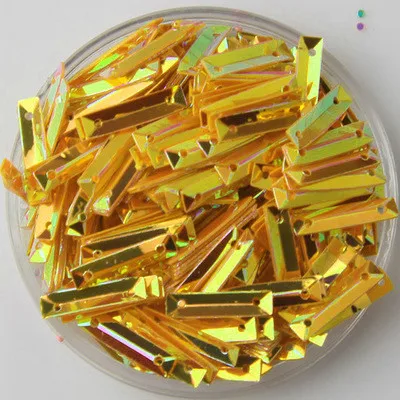 2000pcs 3*14mm Rectangle Cup Sequins Golden Platting Crystal Beads/Shoes Hat Decoration Materials/Wedding Beauty Accessories