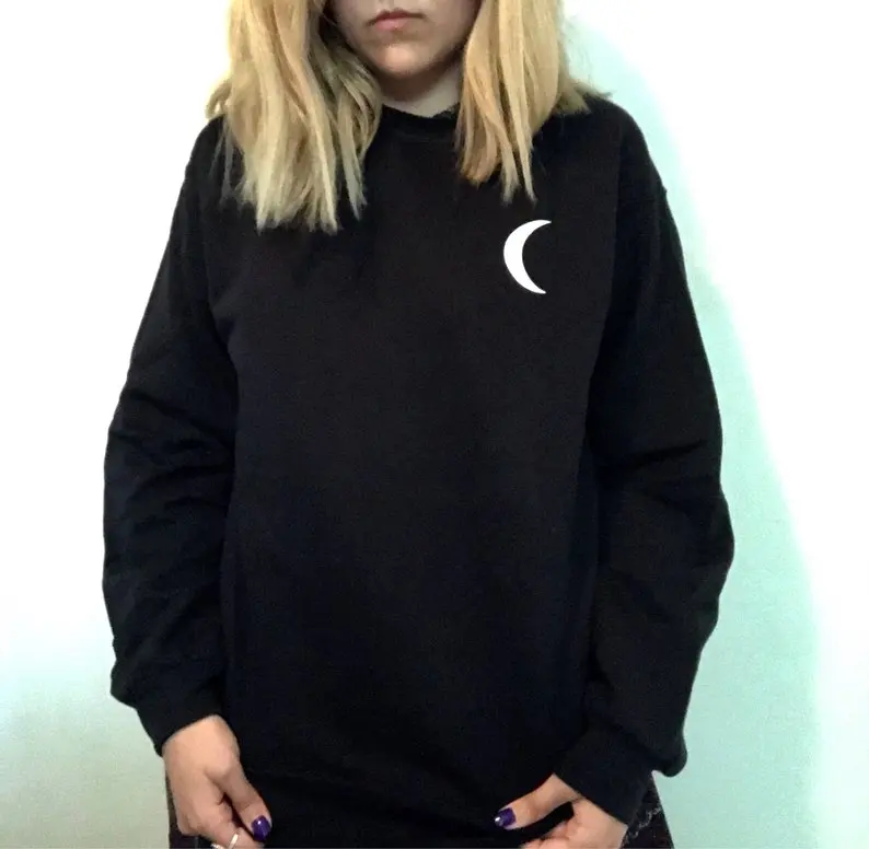 Sugarbaby Moon Child Sweatshirt Moon Phase Jumper Tumblr Sweatshirt 90s Grunge Women's Sweatshirt Long Sleeve Hipster Hoodie