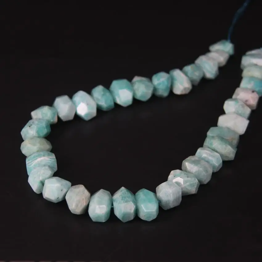 

15.5"/strand Center Drilled Peru Amazonite Faceted Nugget Loose Beads,Natural Gems Stone Cut Nugget Pendant Beads Jewelry Making