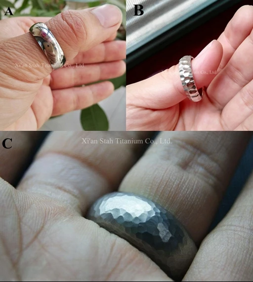 Pure Titanium Gr2 Handmade Ring / Pendant Beaufiful Surface / Pit Surface Glossy Finishing Customized Size