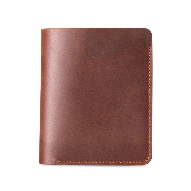 2018 Retro Men Purse For Men Genuine Leather Men's Wallets Casual Male Wallet Card Holder Cowskin Brown Small Purses