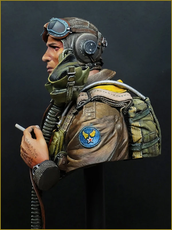 Unpainted Kit 1/10  US FIGHTER PILOT 1944 bust figure Historical  Resin Figure miniature garage kit