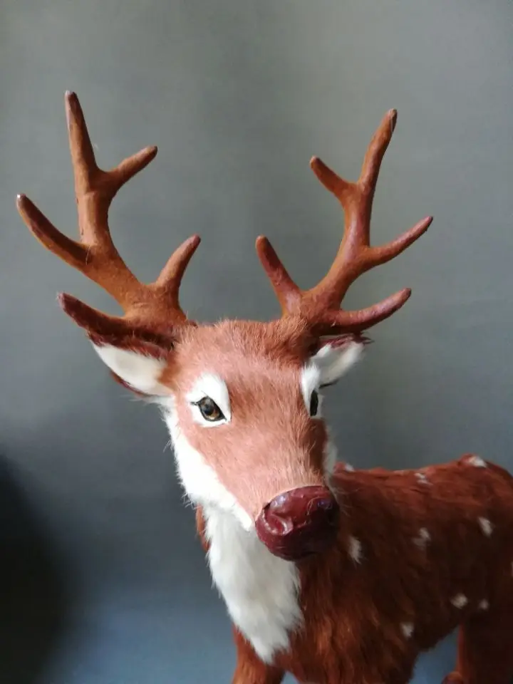 real life toy large 40x48cm sika deer model polyethylene&furs deer model home decoration props ,model gift d0119