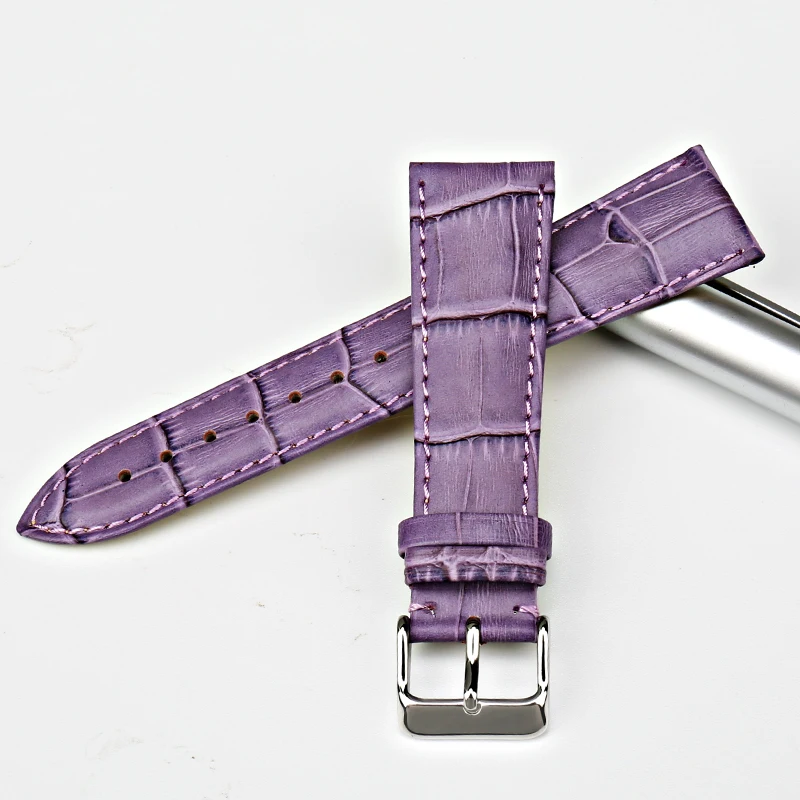 MAIKES High Quality Genuine Leather Watch Band Beautiful Purple Accessories Watch Strap 12mm 14mm 16mm 17mm 18mm 19mm 20mm 22mm