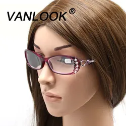 Rhinestone Reading Glasses Women Gafas de Lectura Luxury Fashion Spectacle +50 +75 100 125 150 175 200 225 250 275 375 +450 +500