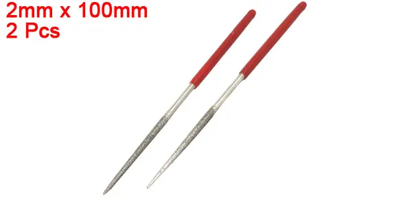 2Pcs Red Plastic Coated Handle Point Tip 2mm x 100mm Woodworking Needle Files Mechanic Tool for Mechanics Electronics Repair