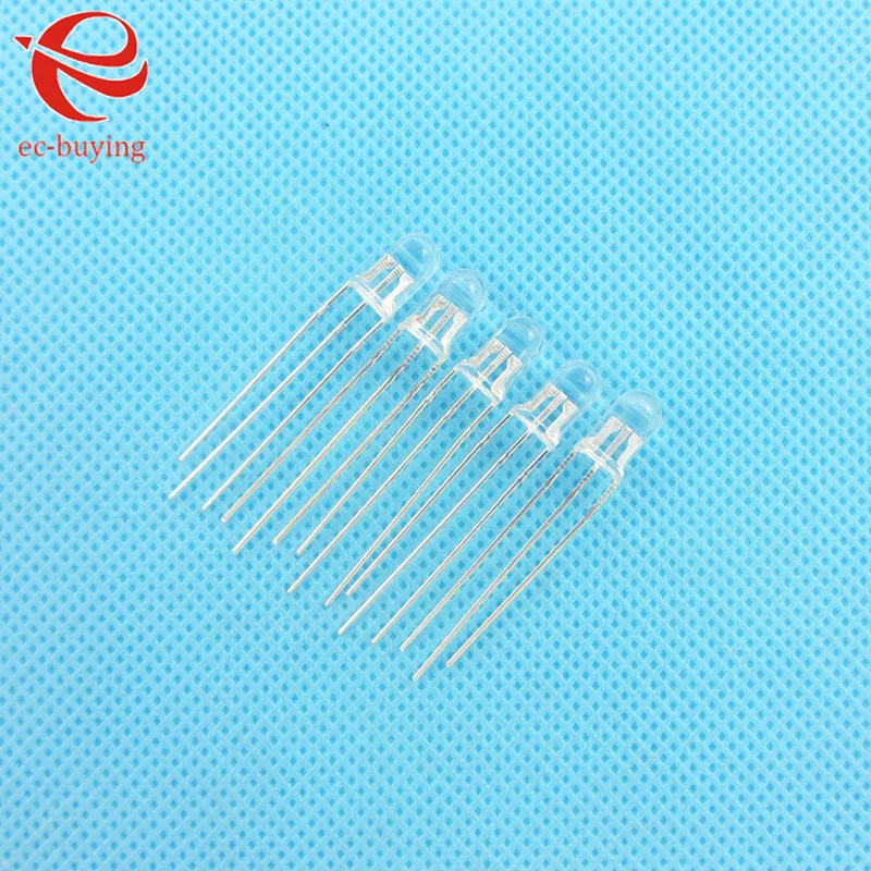 10pcs/lot F3 3mm LED Bi-Color Transparent Common Anode Round Light Emitting Diode Two Dual Red Green Plug-in Practice DIY Kit