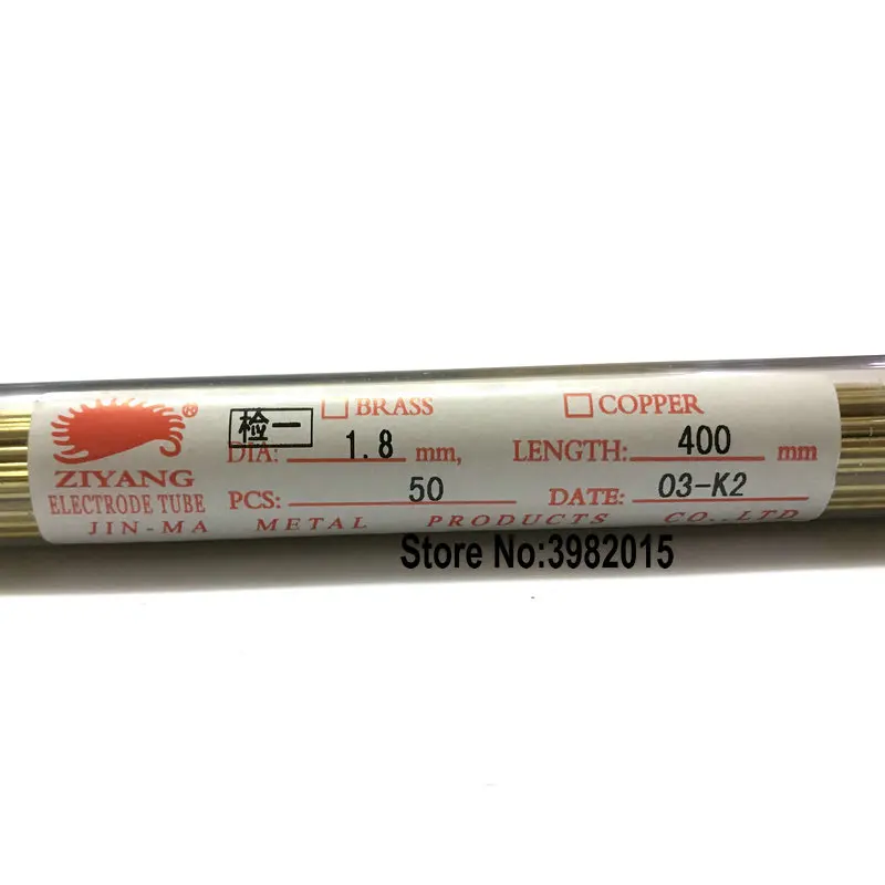 

EDM Brass Electrode Tube OD1.8*400mm Ziyang Brand Drill Single Hole for WEDM Drilling Wire Cut Machine