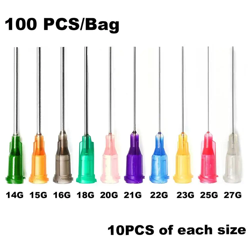 Syringe Dispensing Needles 14G,15G,16G,18G,20G,21G,22G,23G,25G,27G With Luer Lock,Blunt Tip 1.5inch Length,100 PCS, Non-sterile