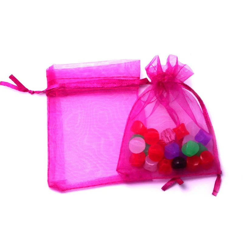 New Fashion Fushia Organza Bag 13x18cm Wedding Jewelry Packaging Pouches Nice Gift Bags 10pcs/lot