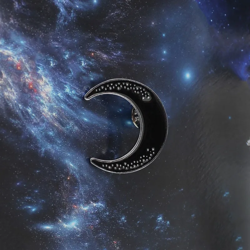 دبابيس طية صدر المينا مع هلال القمر والقط والأرانب ، بروش معدني ، شارة للملابس ، هدية مجوهرات عصرية ، عشاق علم الفلك ، أسود وبرتقالي #4