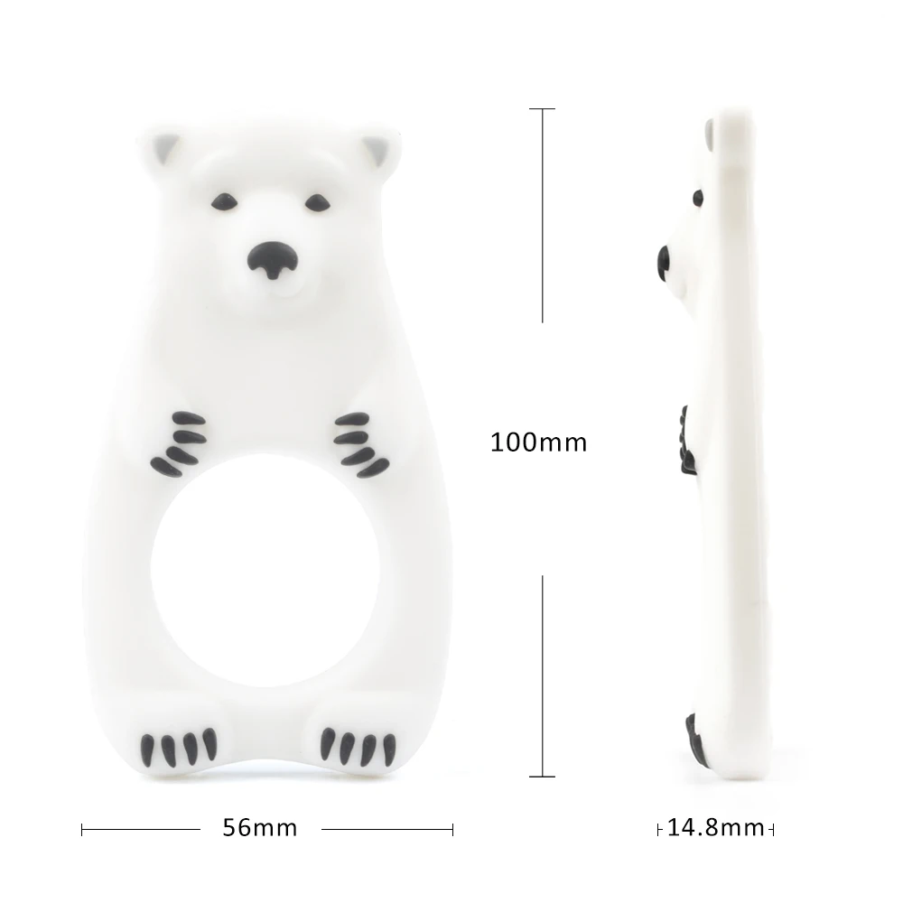 Polar Bear Silicone Teether BPA Free Baby Teething Toy Silicone Teether Pendant Baby Oral Care Pacifier Clips Making Accessories