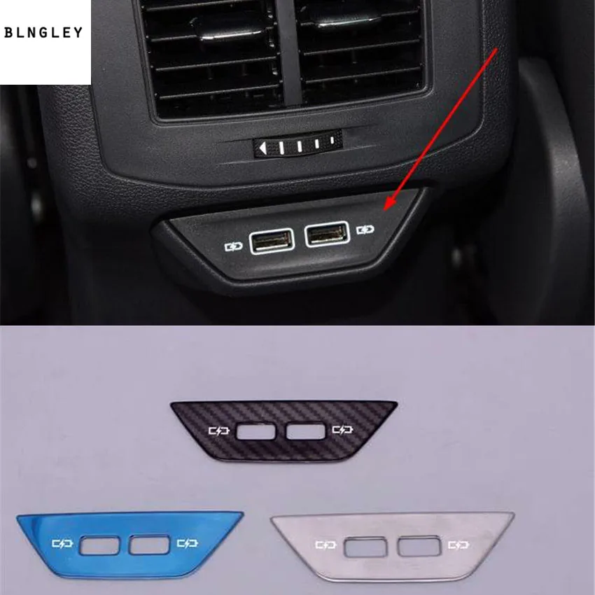 1pc Car stickers Stainless steel rear USB interface decoration cover for 2018 2019 Volkswagen VW T-ROC car accessories