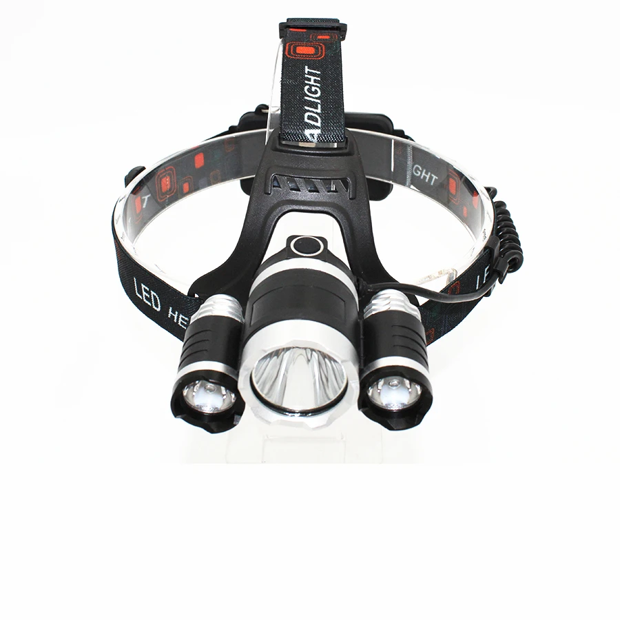 Rechargeable Headlamp 3x LED Headlight 1800 Lumens 1x XML-T6 + 2x XPE Head Lamp Fishing Light Hunting Lanterna