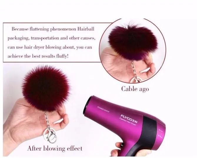 7cm Fluffy Rabbit Fur Pom Pom Ball Keychain Women Trinket Bag Phone Key Chain Ring Car Key Holder floating Charm DIY Accessories