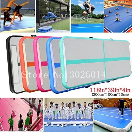 Air Track Tumbling mat (4 Inch Thickness) Inflatable Gymnastics airtrack with Electric Air Pump for Practice Gymna