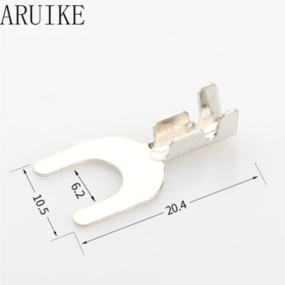 100pcs/lot 5.2 feet fork cold terminal crab legs shape connector Brass plated tin surface U type treatment terminals