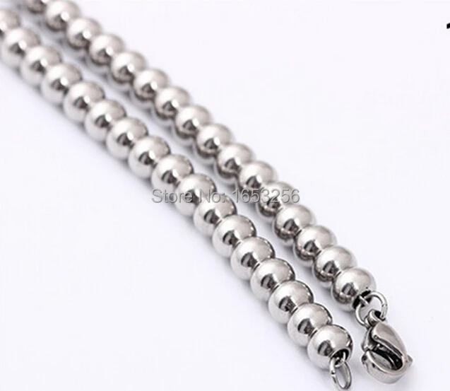 8mm High Polished Shiny Stainless Steel Heary Round Solid Ball Link necklace chain 18''-36''