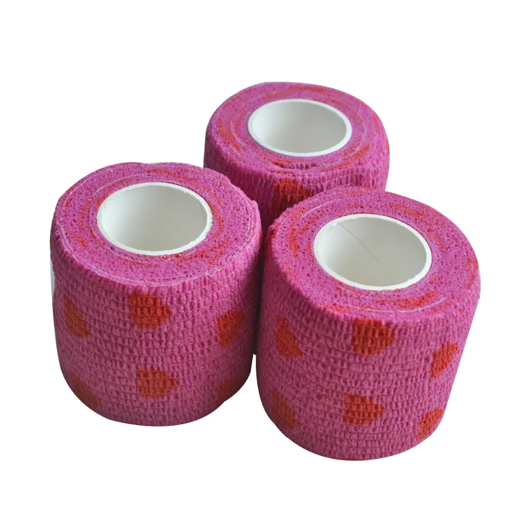 2Pcs/Lot Waterproof Self Adhesive Bandage Elastic Wrap Rose Heart Shape Cohesive Sport Tape Medical Treatment Joint Protector