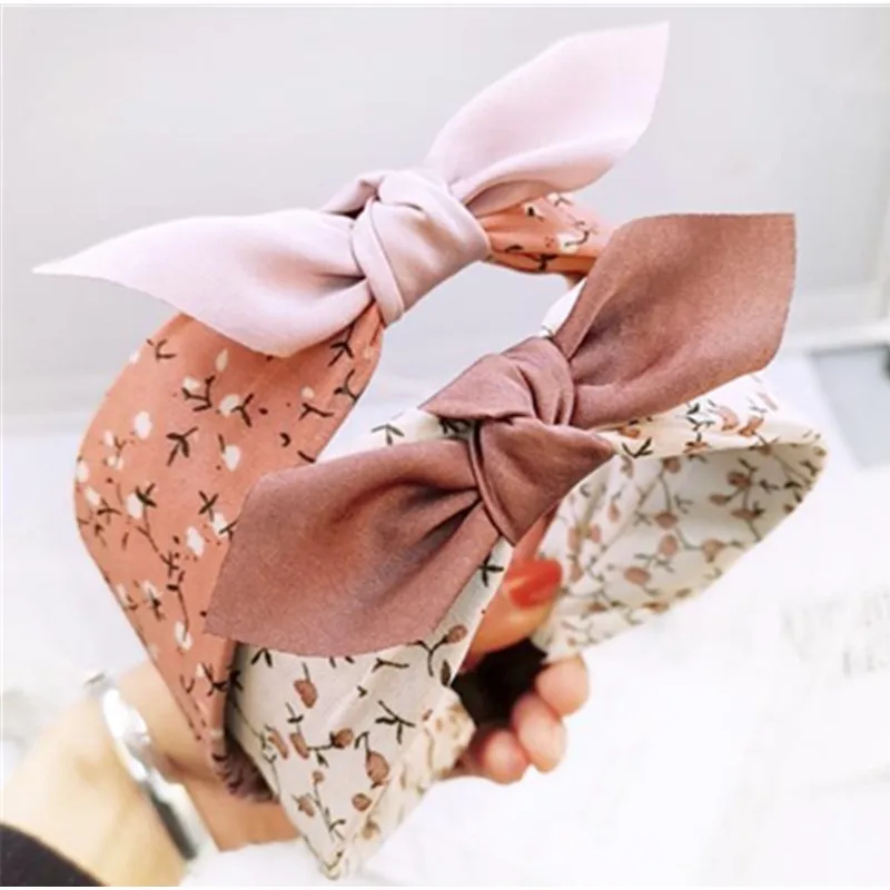 Primavera flor imprimir bowknot bandana para adultos acessórios para o cabelo feminino boho flora bandana arco verão hoilday