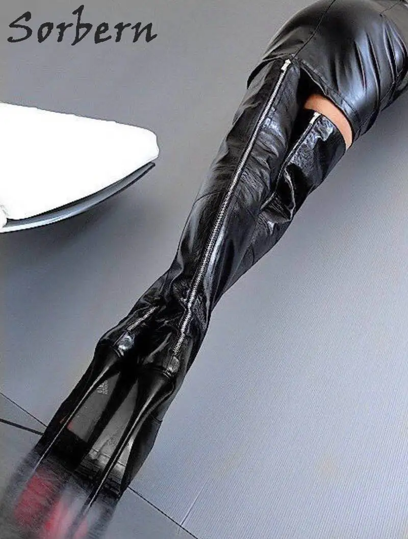Sorbern Black Thigh High Boots Women Heels Boots Female Womens Winter Fashion 2019 Pointy Toe Boots Sexy Fetish High Heels