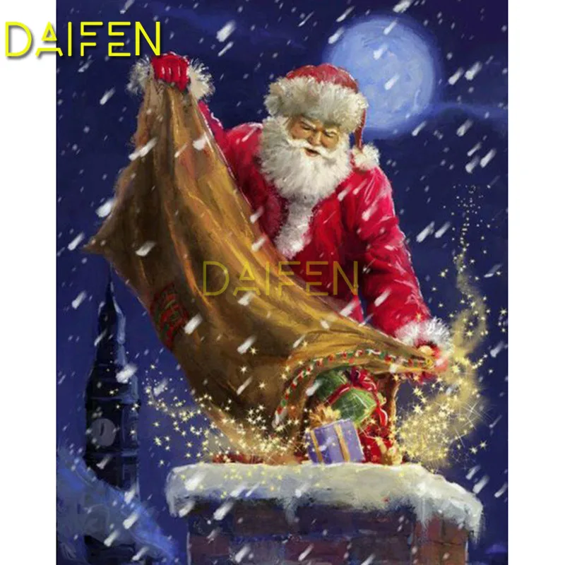 DIY 3D Diamond painting Cross stitch Full Square Diamond embroidery Santa Claus gift chimney snow moon Full Round Diamond mosaic