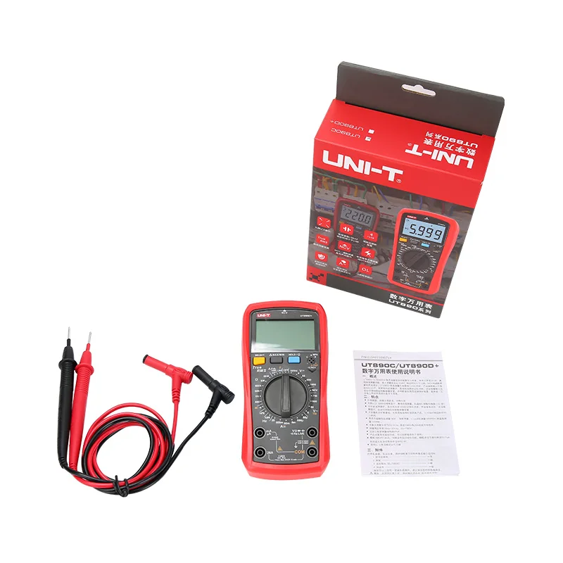 UNI-T UNI T Digital Multimeter True RMS UT890C UT890D+ Manual Range AC DC Frequency Capacitance Temperature Tester Backlight