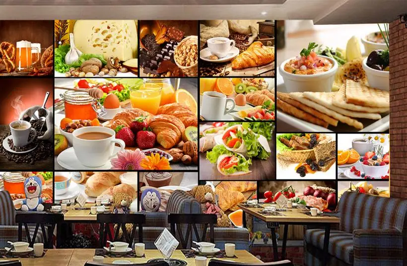 

3d wallpaper for room European breads baked dessert tea cafe backdrop living 3d wallpaper photo mural wallpaper