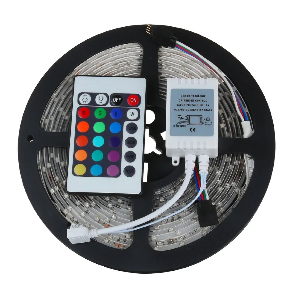 led wholesaler 3528 2835 RGB led strip light 5M 300SMD led stripe 24key SMD IR Remote Controller,Or White Blue Red Green Fita De