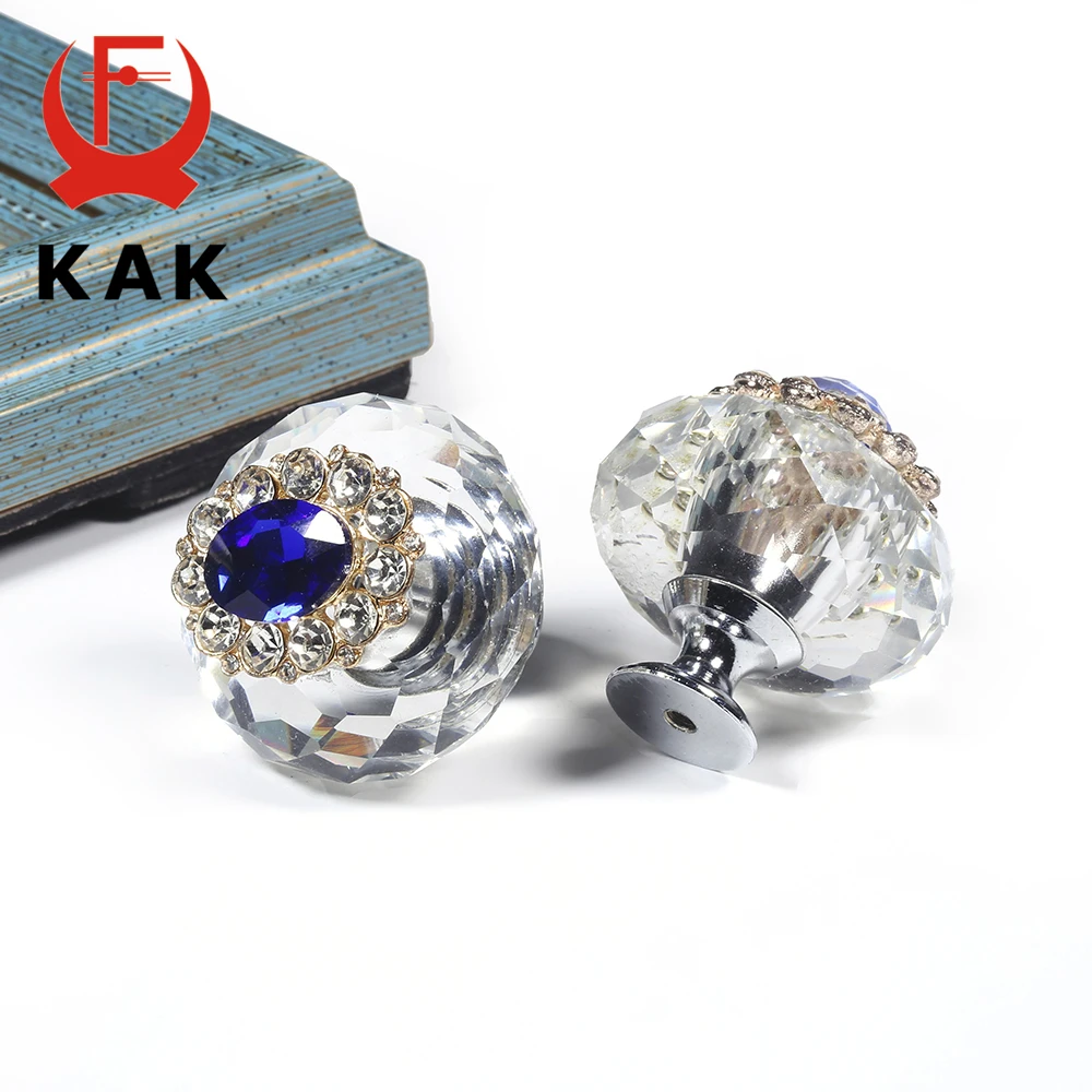 

KAK Crystal Furniture Knobs Cabinet Handles Colorful Fashion Dresser Pulls Drawer Knobs Kitchen Handles Furniture Hardware