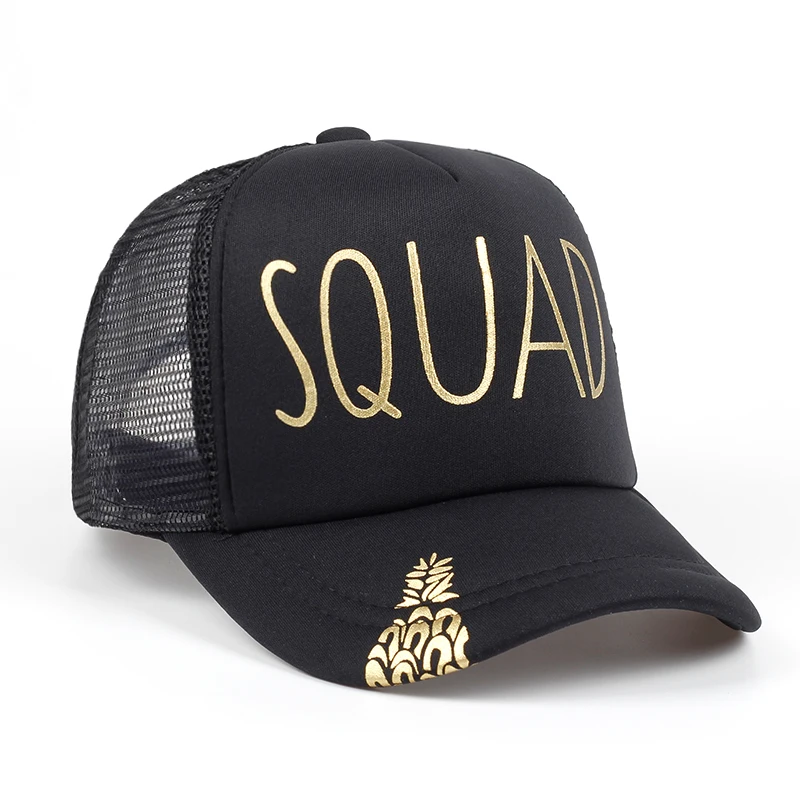 pineapple BRIDE SQUAD Baseball Caps Golden Print New Style Hats Women Wedding White Black Bachelor party Summer Lovers Hats