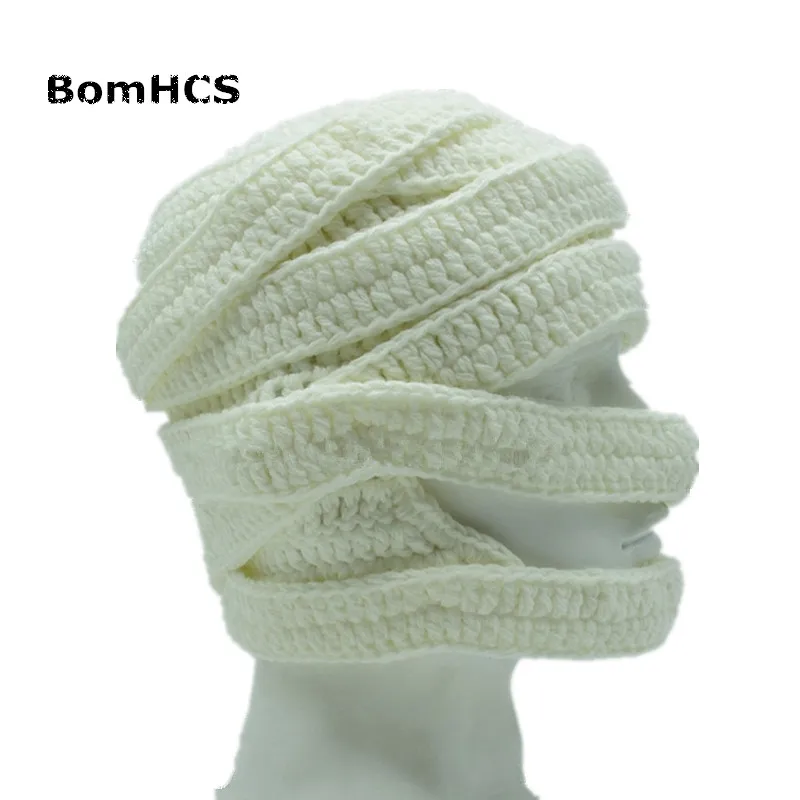 BomHCS Novetly Cool Zombie Mask Beanie Bandage 100% Handmade Knitted Funny Hat Cap