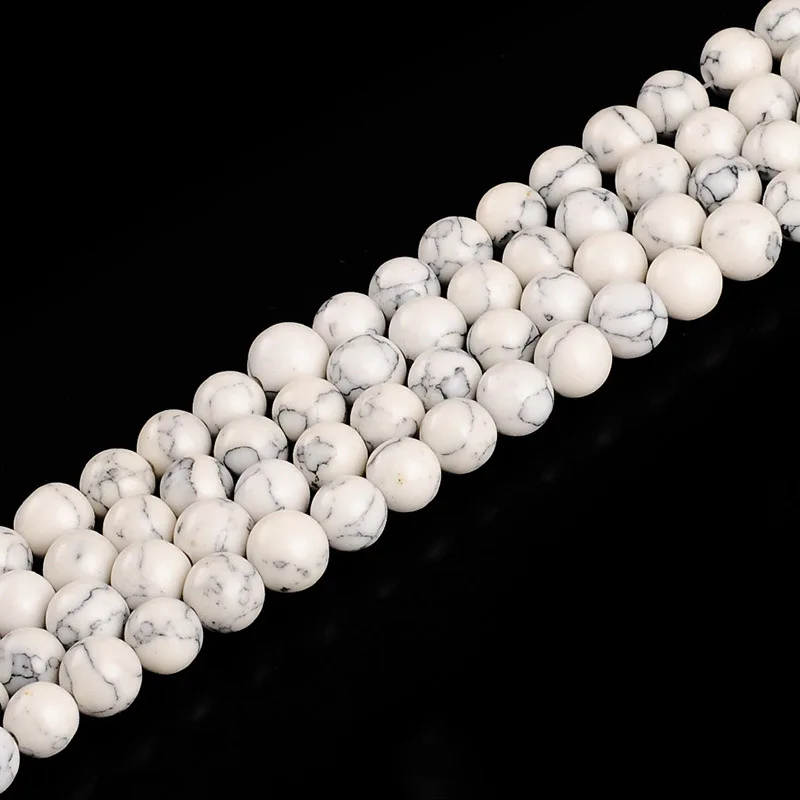 1 Strang/Los Naturstein weiß Howlite Türkis runde lose Perlen 4 6 8 10 12mm für Schmuck herstellung DIY Zubehör Großhandel