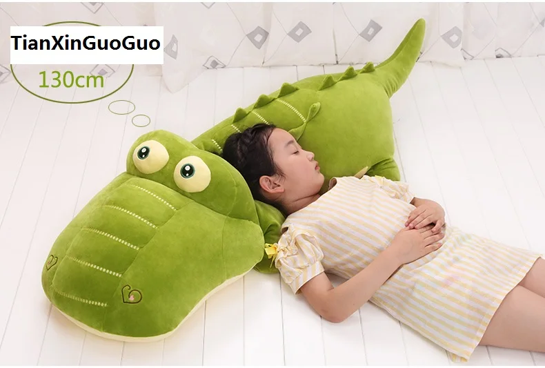 

large 130cm green crocodile plush toy soft doll sleeping pillow Valentine's Day,birthday gift b2720