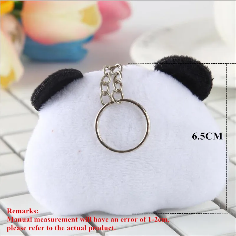 1Pcs Cotton 6.5CM Cute Panda Head Stuffed Toys Cartoon Animal Pendants Plush Toy Children's Gift Keychain PP