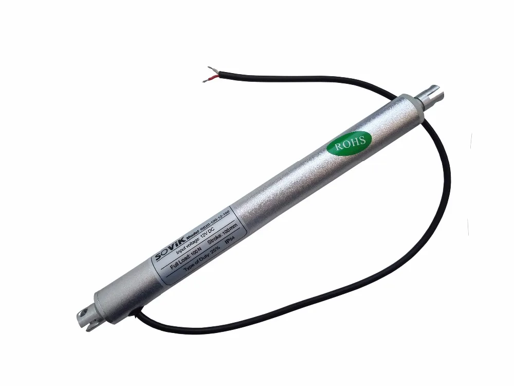 

100mm 4 inch Stroke Micro Tube Electric Linear Actuator 12V DC Motor 100N Mini Load Speed 12mm/s Built-in Limit Switch