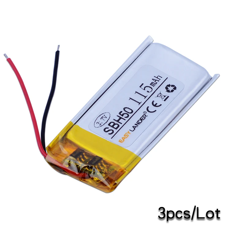 3pcs/Lot 3.7V 115mAh Rechargeable Lithium Li-ion Polymer Battery for SONY SBH50 SBH52 bluetooth headset