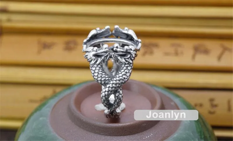Ring Blank for 11x15mm Oval Cabochons Dragon Shape Ring Base Thai Sterling Silver Adjustable Band Ring Setting