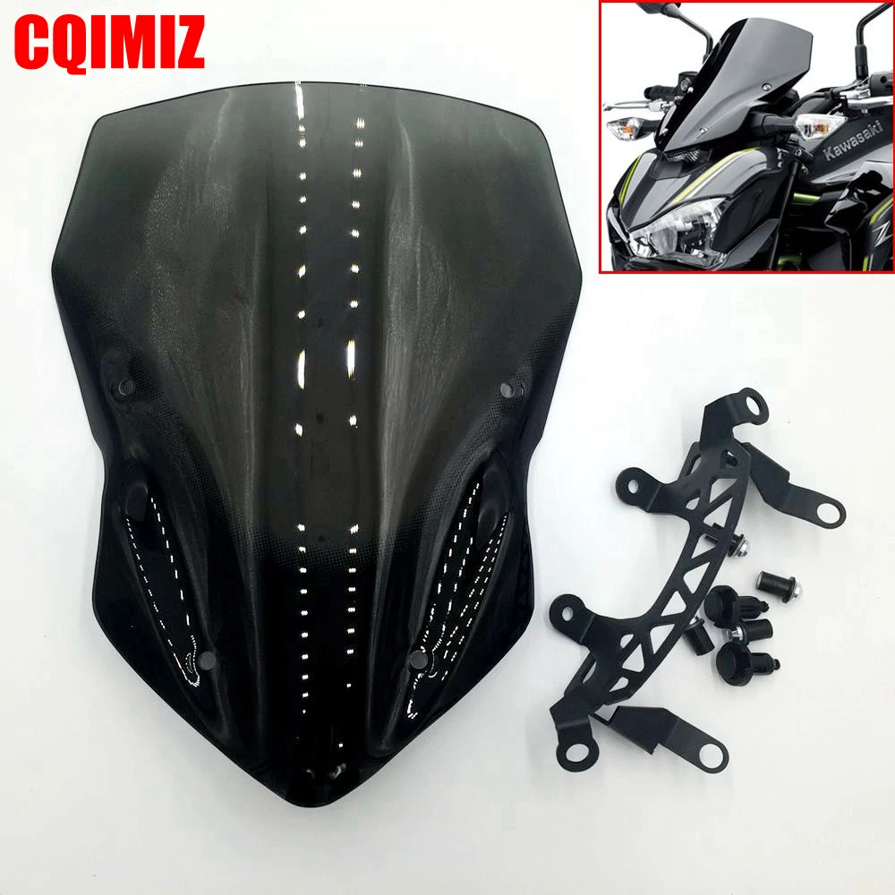 

Motorcycle Acrylic Wind Deflector Windshield For Kawasaki Z900 2017 2018 Black Green Windscreen