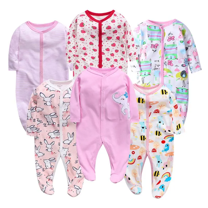 6PCS/LOT Baby Rompers  Long Sleeve 100%Cotton overalls Newborn clothes Roupas de bebe boys girls jumpsuit&clothing