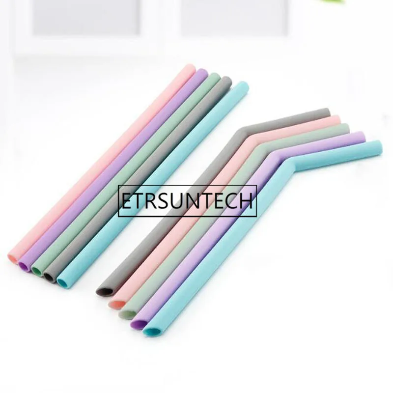 

200pcs Dia 10mm Reusable Silicone Straws Food Grade Silicone Drinking Straws For Home Party Barware Accessories