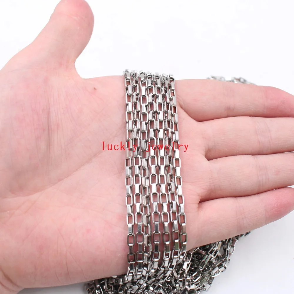 100 meters lot stainless steel square box chain womens mens necklace  3mm