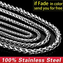 Beier 3mm/4mm/5mm/6mm Width 316L Stainless Steel Men Boy Wheat Link Necklace Chain Silver Color BN1006 ( 20-32 Inch )