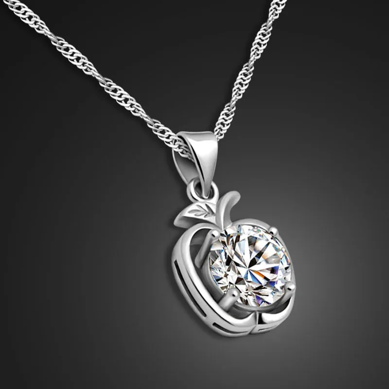 Joyería de plata elegante, collar de plata de ley 925 con incrustaciones de circón, diseño de colgante de piña, collar de plata maciza, accesorios femeninos