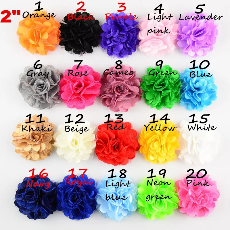 100 pcs/lot , Mini Satin Mesh Flowers - Size 2