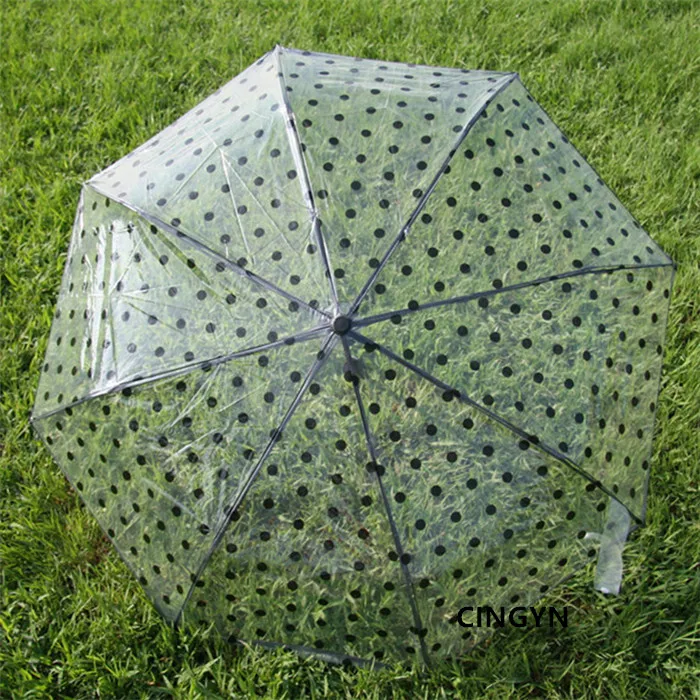 Transparent Dot Umbrella Plastic PVC POE Point  sunny rainy creative umbrella three folding umbrella