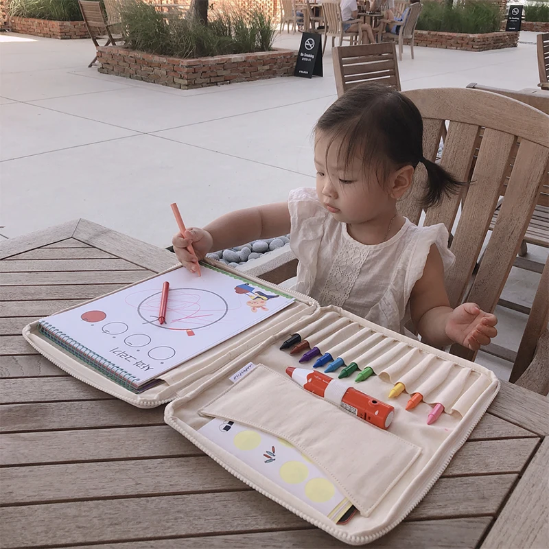 Canvas Coloring Books Organizer Drawing Board Pouch Children Stationery Crayon Oyuncak Kids Craft Accessories Toys for Children