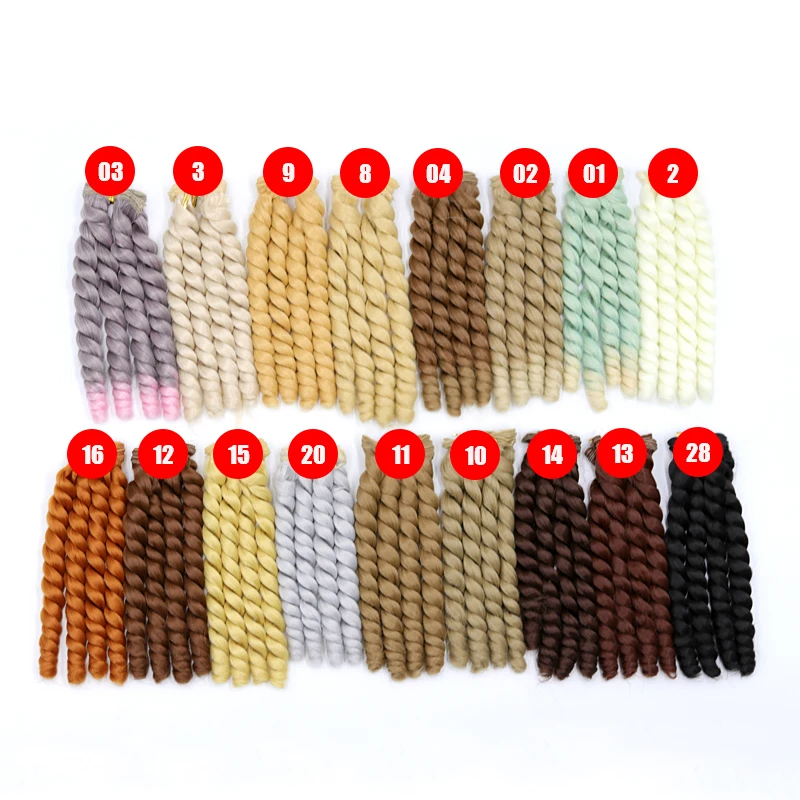 Msiredoll  bjd wig Accessories 1piece 20*100CM doll hair for 1/3 1/4 1/6 1/12  Gradient Color  Curly bjd wigs diy Free shipping